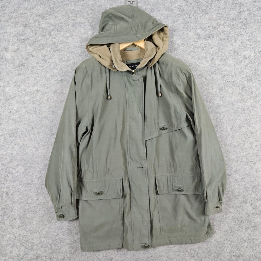Braetan Women's Hooded Parka‎ Jacket Size S Green Nylon Polyester Lined FLAWS